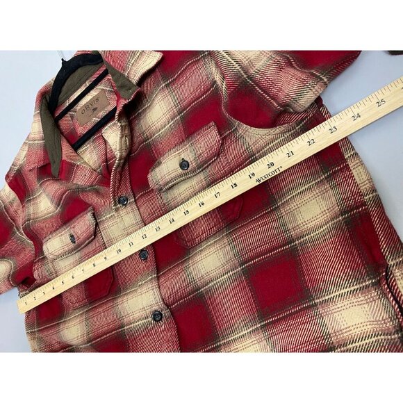 Orvis‎ Heavyweight Flannel Shirt Jacket Red Plaid Shacket Men size Large Pockets - Picture 11 of 12